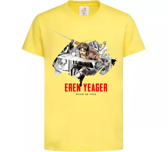 Дитяча футболка Eren Yeager Attack on titan Лимонний фото