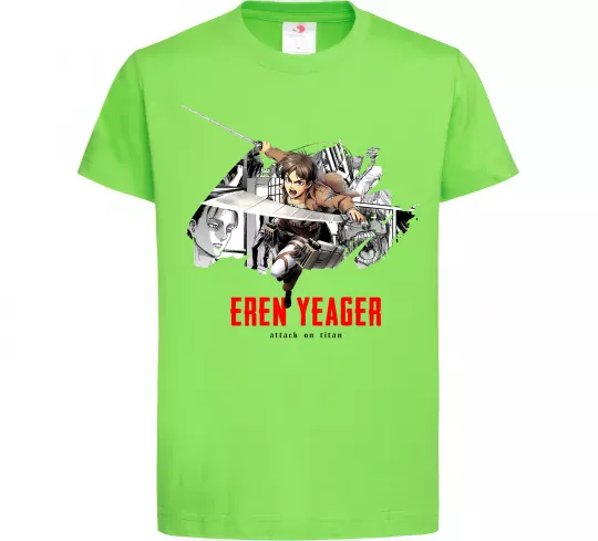Дитяча футболка Eren Yeager Attack on titan Лаймовий фото
