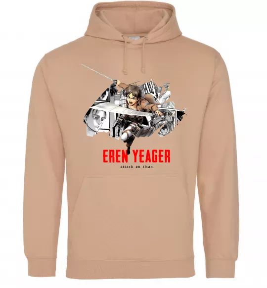 Чоловіча толстовка (худі) Eren Yeager Attack on titan Пісочний фото