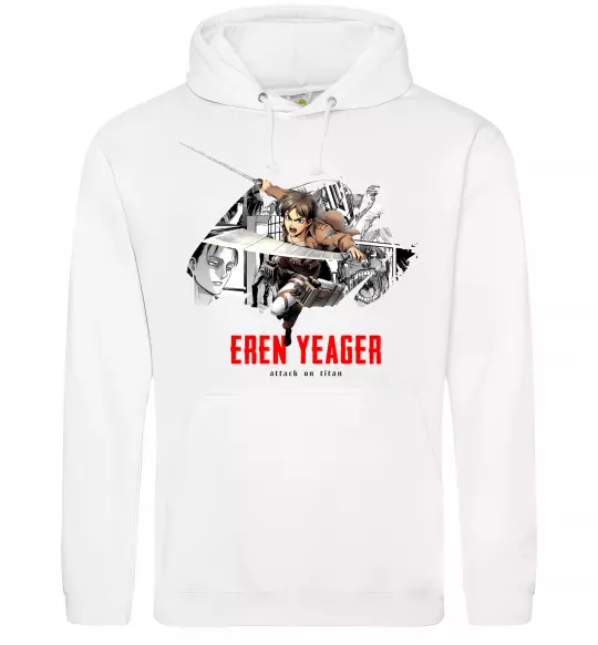 Жіноча толстовка (худі) Eren Yeager Attack on titan Білий фото