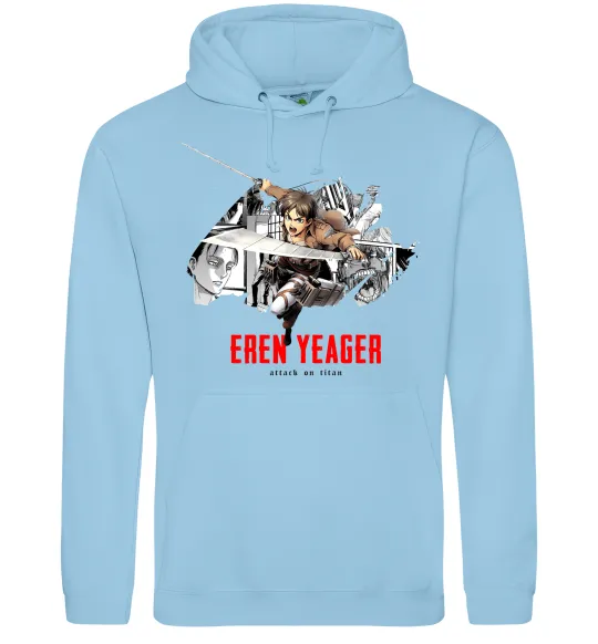 Жіноча толстовка (худі) Eren Yeager Attack on titan Блакитний фото