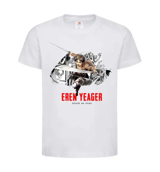 Детская футболка Eren Yeager Attack on titan Белый фото