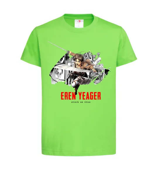 Детская футболка Eren Yeager Attack on titan Лаймовый фото