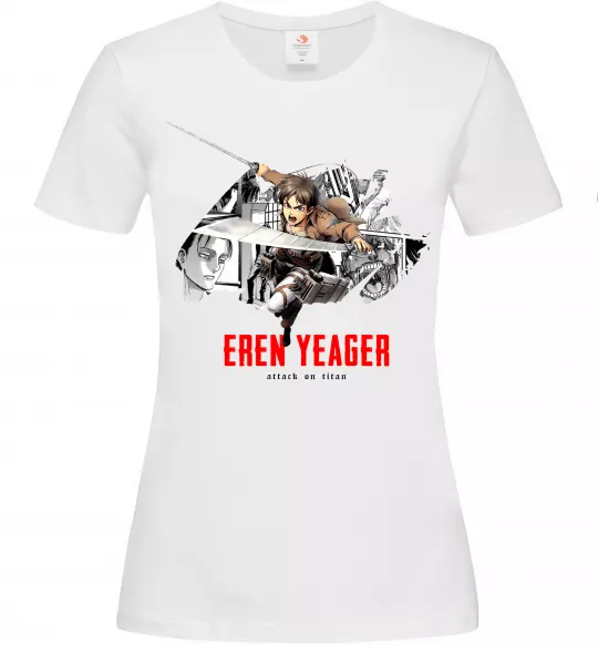 Жіноча футболка Eren Yeager Attack on titan Білий фото