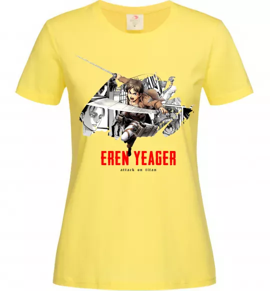Жіноча футболка Eren Yeager Attack on titan Лимонний фото