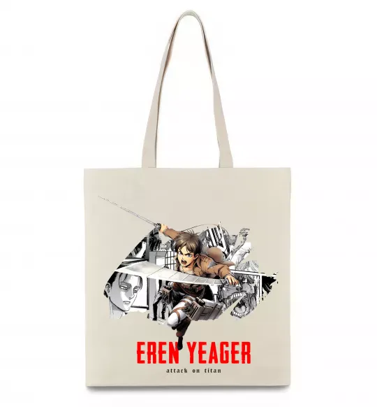 Эко-сумка Eren Yeager Attack on titan Бежевый фото
