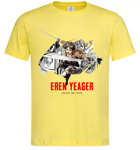 Мужская футболка Eren Yeager Attack on titan Лимонный фото