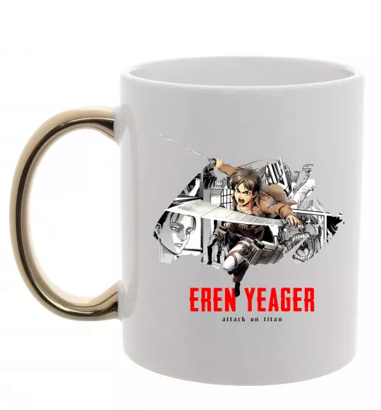 Чашка с цветной ручкой Eren Yeager Attack on titan Золото фото