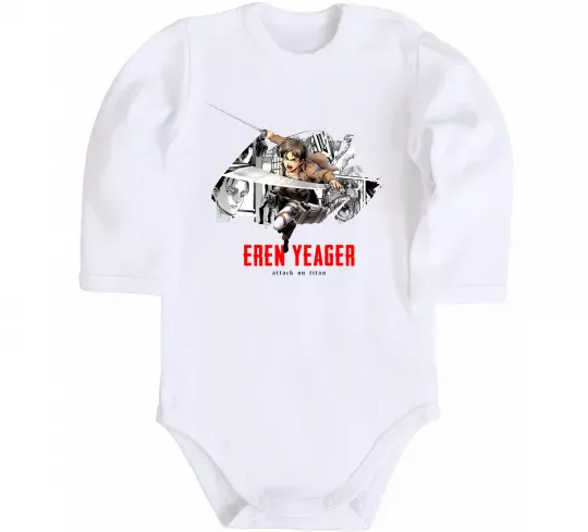Дитячий бодік Eren Yeager Attack on titan Білий фото