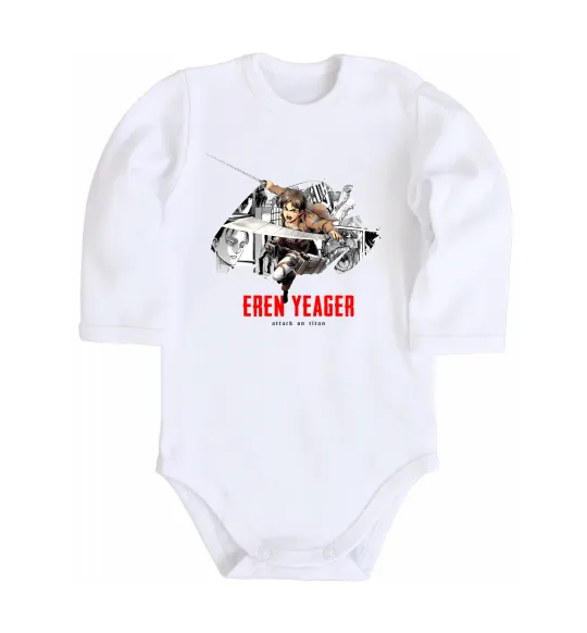 Детский боди Eren Yeager Attack on titan Белый фото