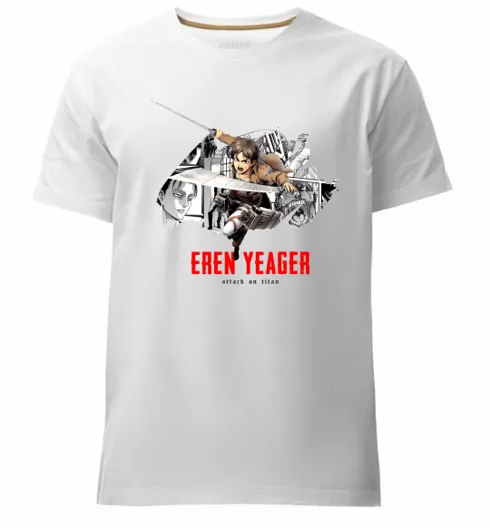 Чоловіча преміум футболка Eren Yeager Attack on titan Білий фото