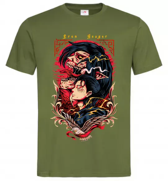 Мужская футболка Eren Yeager Оливковый фото