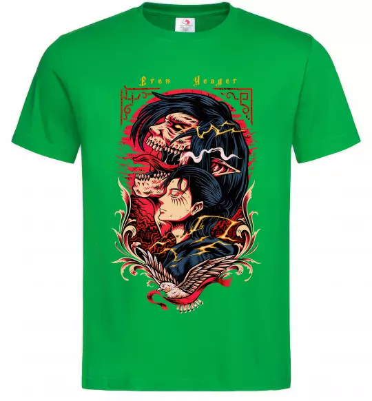 Мужская футболка Eren Yeager Зеленый фото