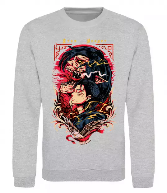 Свитшот Eren Yeager Серый меланж фото