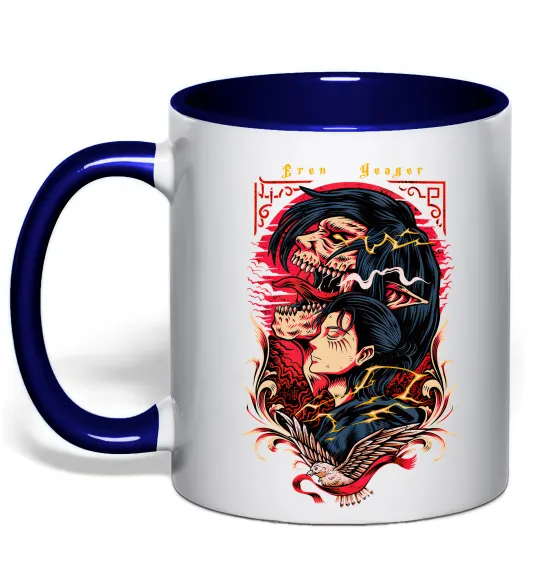 Чашка с цветной ручкой Eren Yeager Глубокий темно-синий фото