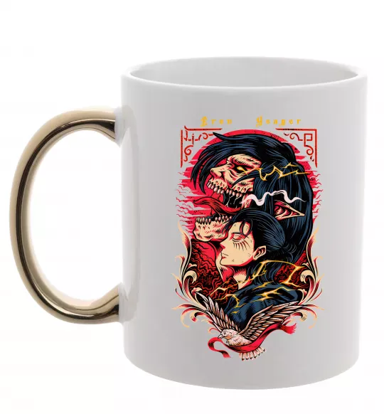 Чашка с цветной ручкой Eren Yeager Золото фото