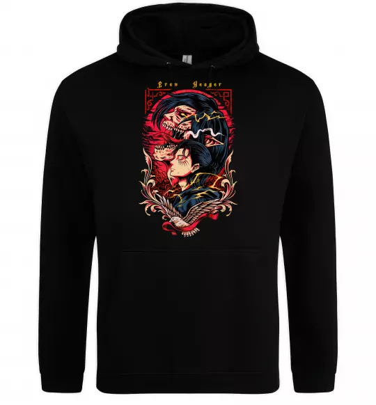 Мужская толстовка (худи) Eren Yeager Черный фото