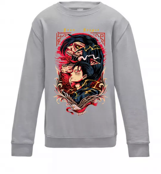 Детский Свитшот Eren Yeager Серый меланж фото