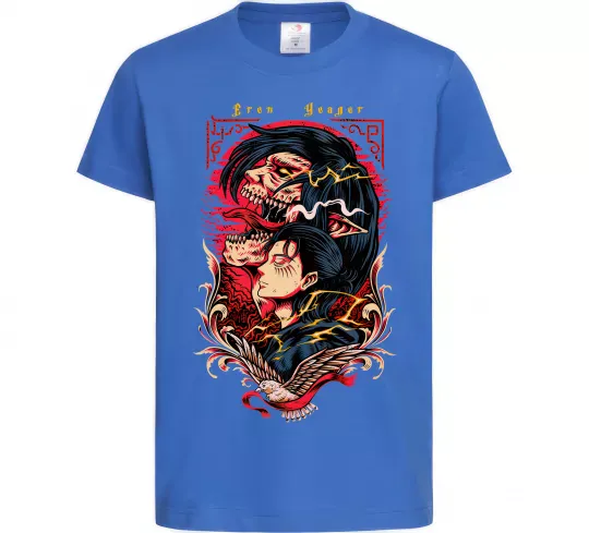 Дитяча футболка Eren Yeager Яскраво-синій фото