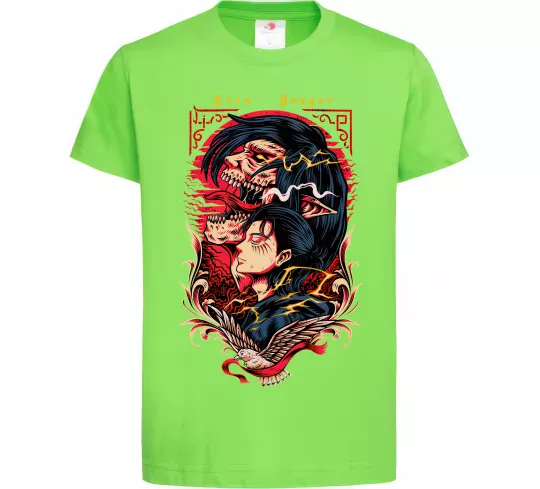 Дитяча футболка Eren Yeager Лаймовий фото