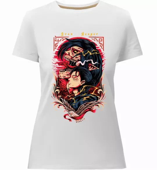 Женская премиум футболка Eren Yeager Белый фото