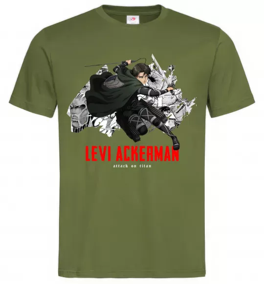 Мужская футболка Levi Ackerman Оливковый фото