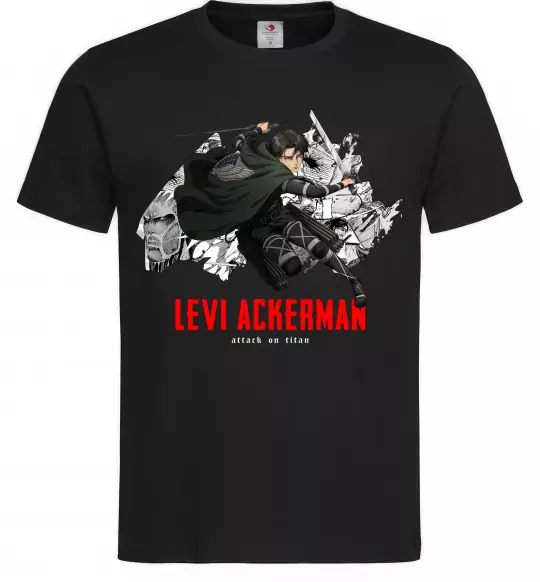 Мужская футболка Levi Ackerman Черный фото