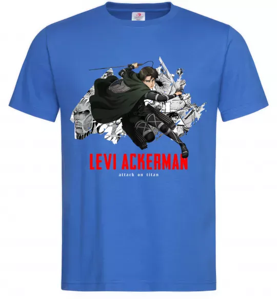 Мужская футболка Levi Ackerman Ярко-синий фото