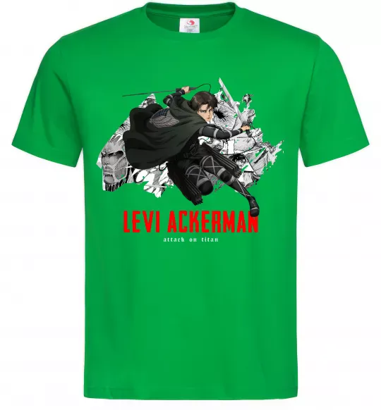 Мужская футболка Levi Ackerman Зеленый фото