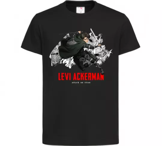 Дитяча футболка Levi Ackerman Чорний фото