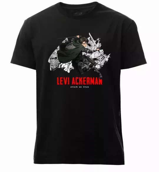 Чоловіча преміум футболка Levi Ackerman Чорний фото
