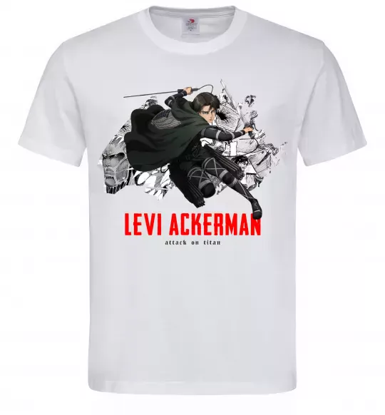 Мужская футболка Levi Ackerman Белый фото