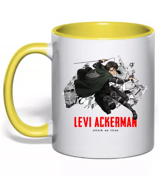 Чашка з кольоровою ручкою Levi Ackerman Сонячно жовтий фото