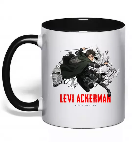 Чашка з кольоровою ручкою Levi Ackerman Чорний фото