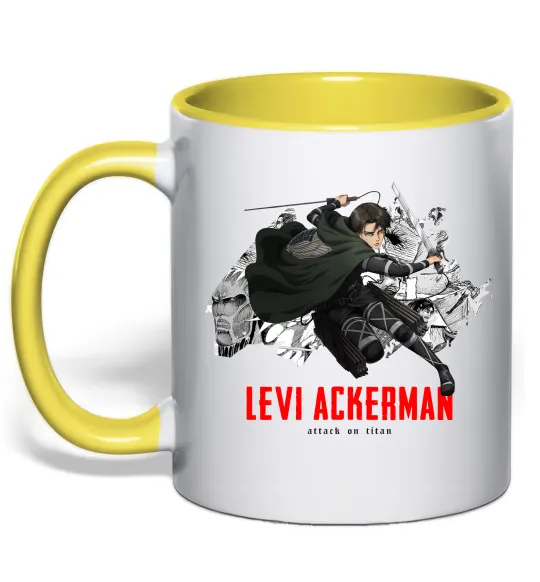Чашка з кольоровою ручкою Levi Ackerman Лимонний фото
