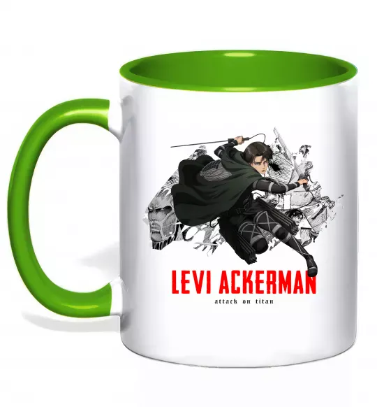 Чашка з кольоровою ручкою Levi Ackerman Зелений фото