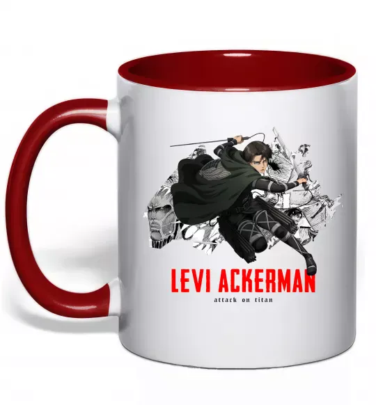 Чашка з кольоровою ручкою Levi Ackerman Червоний фото