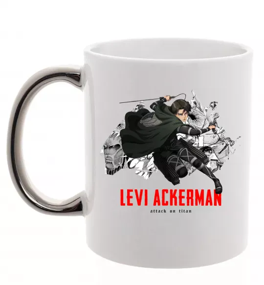 Чашка з кольоровою ручкою Levi Ackerman Срібло фото
