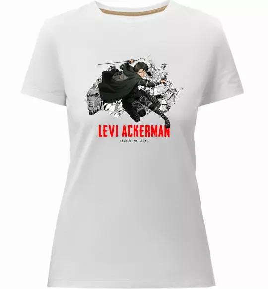 Женская премиум футболка Levi Ackerman Белый фото