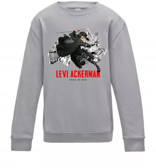 Детский Свитшот Levi Ackerman Серый меланж фото