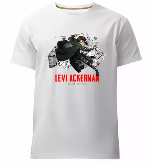 Чоловіча преміум футболка Levi Ackerman Білий фото