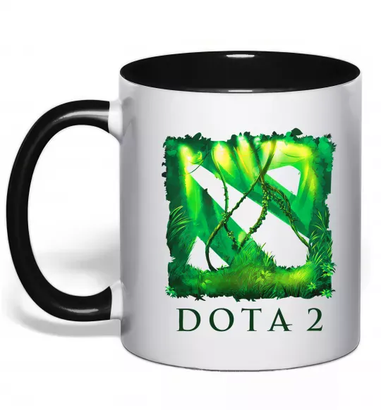 Чашка с цветной ручкой Dota 2 green Черный фото