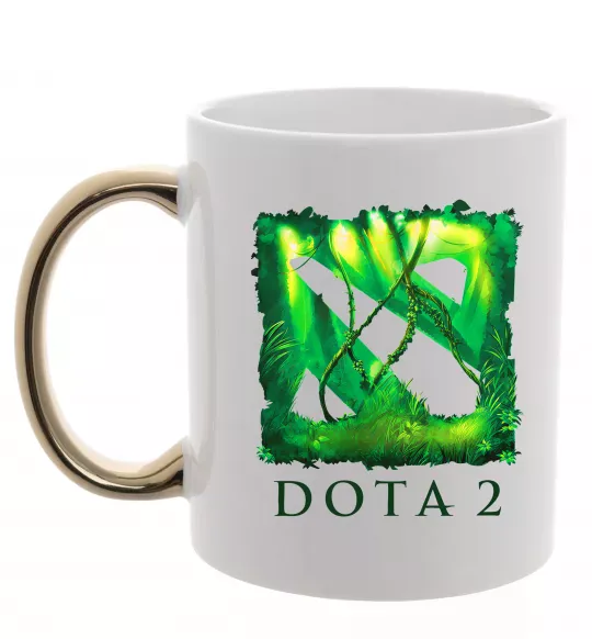 Чашка с цветной ручкой Dota 2 green Золото фото