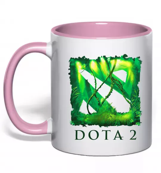 Чашка с цветной ручкой Dota 2 green Нежно розовый фото