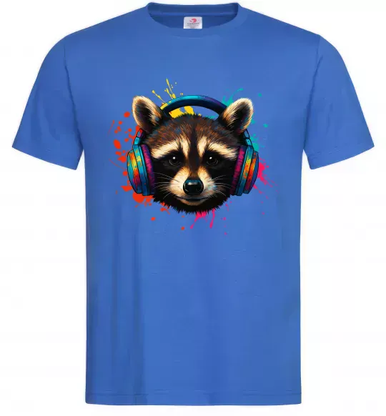 Чоловіча футболка Єнот в навушниках Яскраво-синій фото