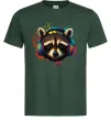 Чоловіча футболка Єнот в навушниках Темно-зелений фото