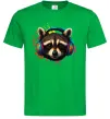 Чоловіча футболка Єнот в навушниках Зелений фото