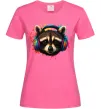 Женская футболка Єнот в навушниках Ярко-розовый фото