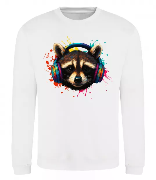 Свитшот Єнот в навушниках Белый фото