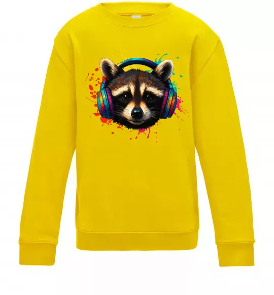 Детский Свитшот Єнот в навушниках Солнечно желтый фото